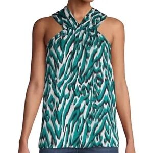 Ava & Aiden NWT Teal Black Patterned Women’s Top halter tank